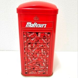Vintage Maltesers Chocolates Red Metal Coin Bank